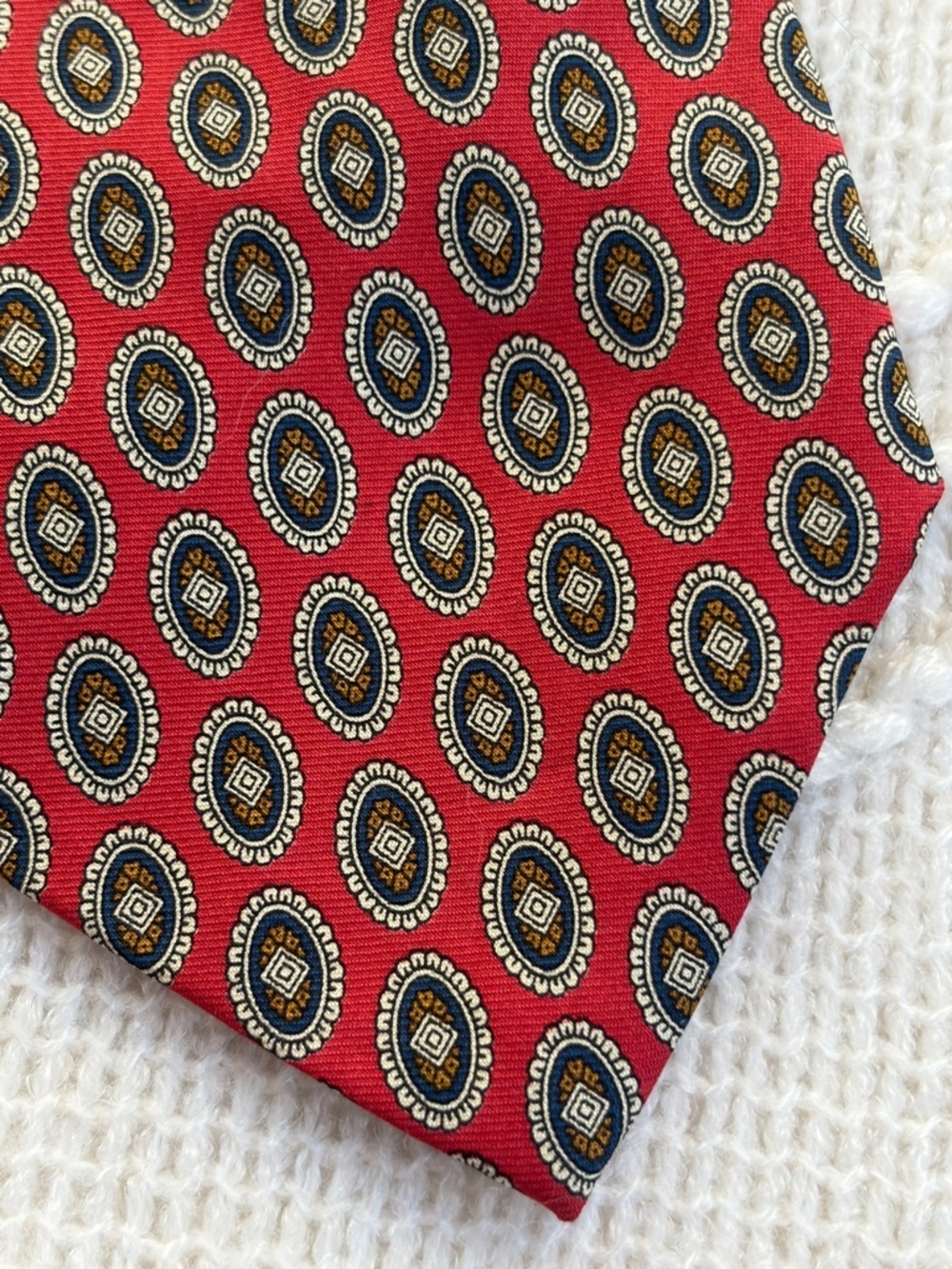 VINTAGE Polo Ralph Lauren Silk Tie Orange Blue USA Hand Made EUC - Picture 6 of 6